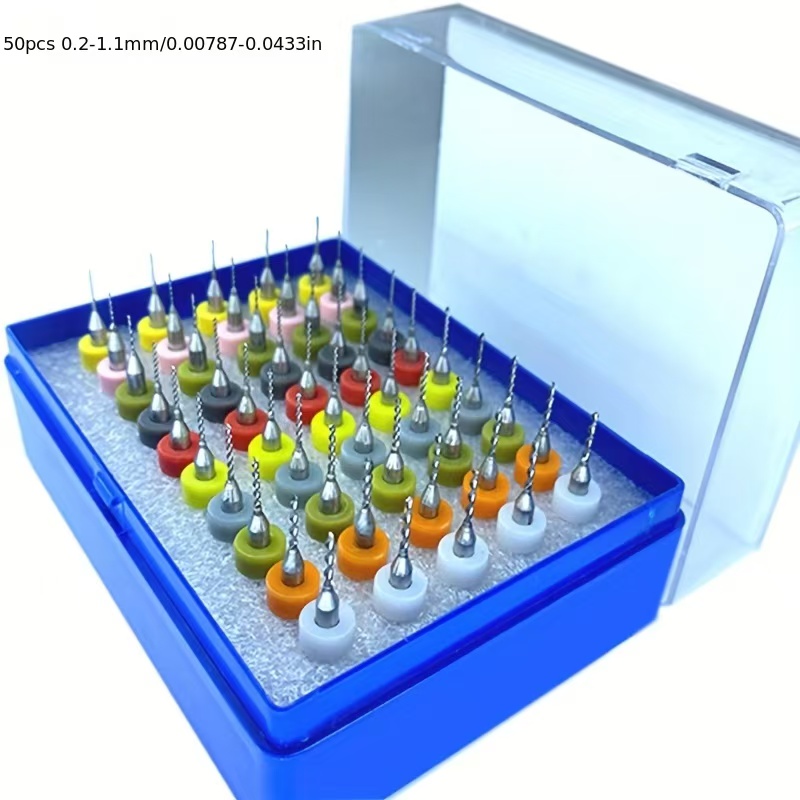 Pcb Micro Carbide Drill Bits 0.3-1.2Mm - Juego de microbrocas de carburo, 50